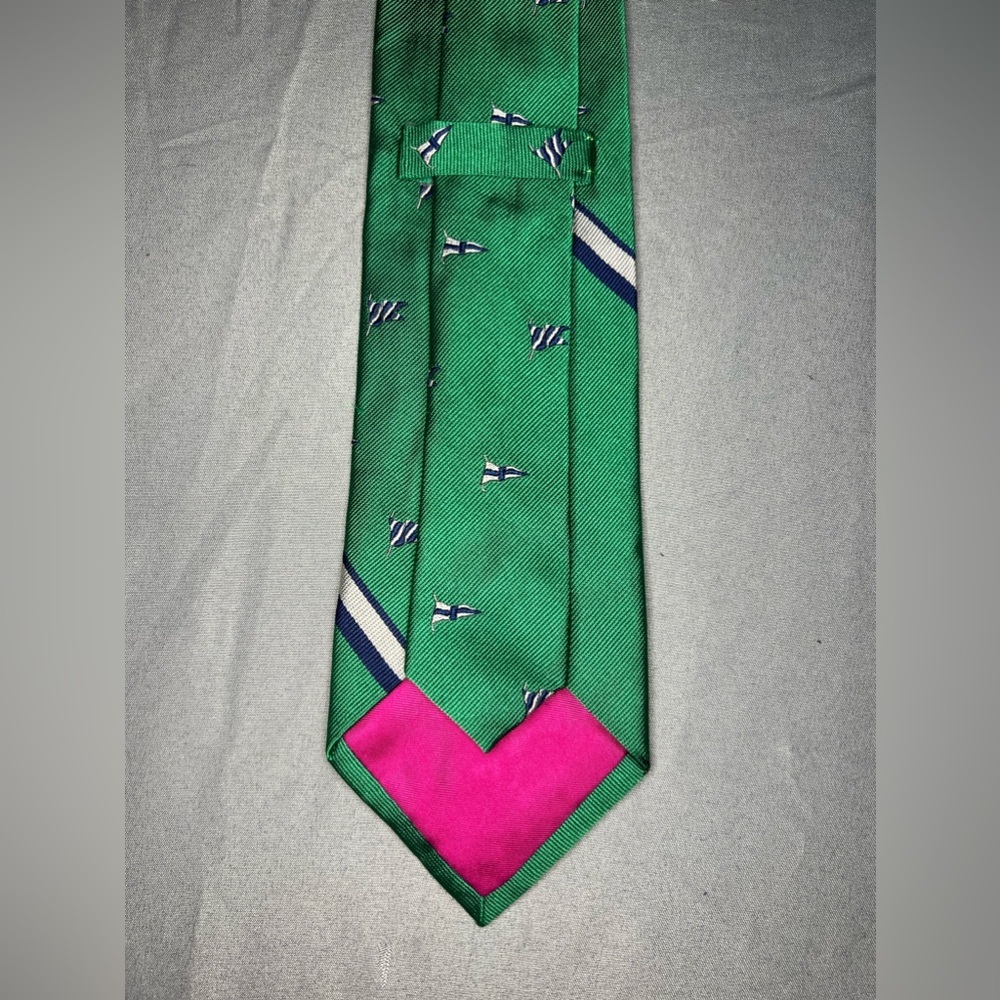 Men’s Polo Ralph Lauren Green Blue Sailing Boat Italy Designer Regular Silk Tie - Picture 2 of 5